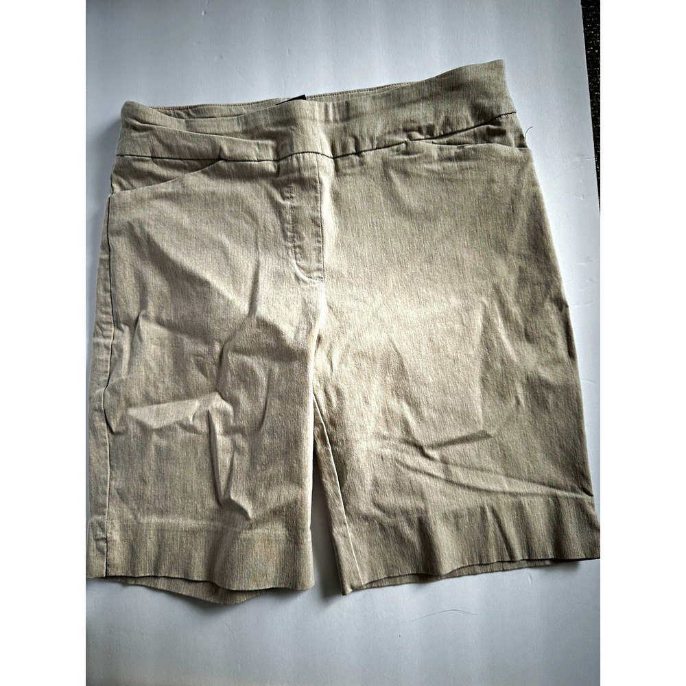 Hilary Radley Women's Beige Rayon Blend Chino Shorts Mid Rise Pockets M